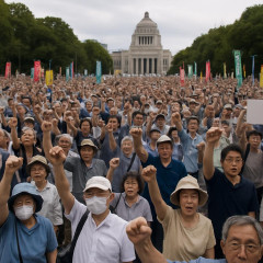 安保法成立11年「憲法守れ」「戦争したがる首相はいらない」 国会前で市民 1.5万人（主催者発表）が反戦訴え