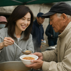 酒井法子さんが八代で炊き出し 熊本地震被災者へ「温かい食べ物で笑顔になって」   #俳優