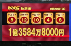 【競馬】キャリーオーバーのWIN5夢あるな・・・14票的中で配当は1億3584万8000円