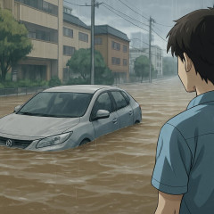 千葉市で道路冠水、車水没の被害 千葉県民の学習能力って…   #台風25号