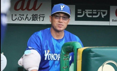 DeNA・相川監督に度会のファウルボール直撃…右ヒジをアイシングする姿に心配の声「めっちゃ痛かったやろな」