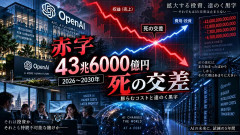 オープンAI、赤字 43兆6000億円　2026年から30年末まで 「死の交差」が迫る