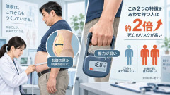 「お腹が厚く握力が弱い人」は死亡リスクが約2倍だった