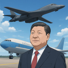 中国の習近平氏がアメリカに到着した際、頭上にB-1戦略爆撃機を通過させるアメリカ「次はお前だ」   |  「エスコート」でなくて、「連行」の絵面になってて草