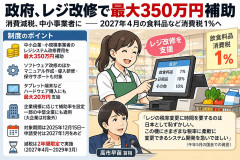政府、レジ改修で最大350万円補助　消費減税、中小事業者に