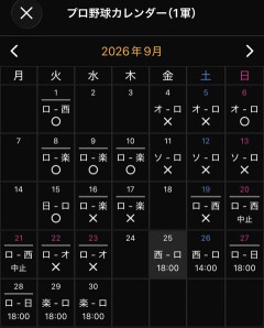 千葉ロッテマリーンズ12連戦の日程