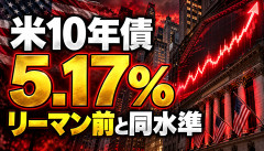 【緊急】米10年債利回り、5.17％突破ｗｗｗ「リーマン前」と同水準へ