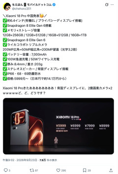 【朗報】Xiaomiさん、またお前らが欲しそうなスホを発売してしまう