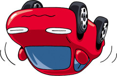 何もない平坦な道で、車が1台だけひっくり返っていたのが本当に不思議だった。