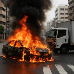 千葉市中央区の交差点で乗用車が炎上…車内から性別不明の3人の遺体 トラックと衝突   #千葉 |  >>乗用車の助手席と後部座席に乗っていた3人が車内に取り残された  |  ゴキブリみたい