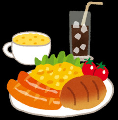 朝食バイキング会場に来た！