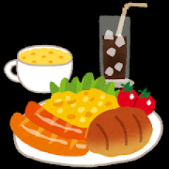 朝食バイキング会場に来た！