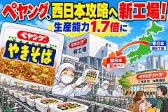 ペヤング、西日本攻略へ新工場！生産能力1.7倍に