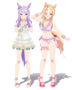 【ウマ娘】どっちも中学2年生って嘘だろ…? 叡智な水着2選がこちら。
