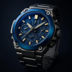 カシオ、1100万円のG-SHOCK「MRG-D5000」を発売 ブルーサファイア採用、世界20本限定   #時計 |  アナログだと思ったらデジタルじゃないか…