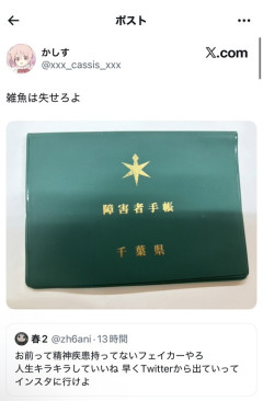 【悲報】X民さん、激アツの「障害者手帳バトル」を繰り広げてしまう