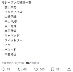 読売巨人軍V逸の戦犯一覧wwwwwwwwwww