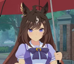 【ウマ娘】ドゥラとトレーナーの相合傘