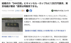 【裁判】結婚式の「344日前」にキャンセルしたカップルに128万円請求→東京地裁が棄却