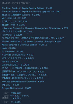 【続報】Steamオータムセール、今度は4万円爆買いの猛者が出現→積みゲー80本発覚に震撼