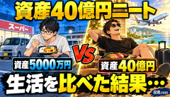 【衝撃】資産40億円ニートと資産5000万円民の生活を比べた結果ｗｗｗｗｗｗ