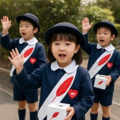 「赤い羽根共同募金運動」始まる 園児たちが呼びかけ   |  子どもを使うな