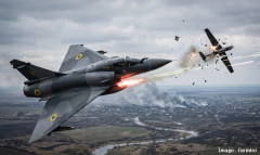 ウクライナのミラージュ2000-5F戦闘機が30mm機関砲で巡航ミサイルを撃墜！