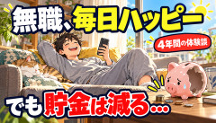 【悲報】4年間無職だった人「毎日ハッピー。唯一のデメリットは貯金が減ること」←それが一番キツいんだがｗｗｗｗｗｗ