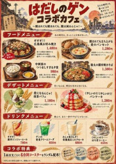 【悲報】ワイ「はだしのゲンコラボカフェのメニューを考えて」🤖「ﾜｶﾘﾏｼﾀ…」