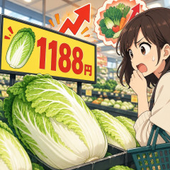 ハクサイ1玉1188円 野菜高騰