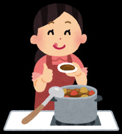 彼「味見してー！」フライパンごと私の口元に近付けてきて、フライパンの縁が唇に当たった。私「あっつ！フライパン近付けないで」彼「汁が零れるから…」