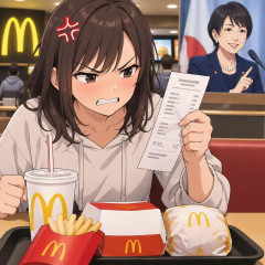 日本人「久々にマクド行ったら会計が4980円。高市いい加減にせえよ😡」