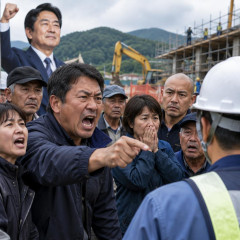 簗氏支持者も「頭を丸めて地元へ戻れ」 工事停止に不安と怒り
