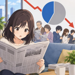 新聞購読率、初めて5割下回る