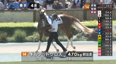【日曜東京4R新馬戦】ギルデットミラーの子供おるやん