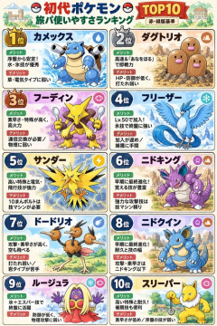 【画像】初代ポケモンの旅パ使いやすさランキング