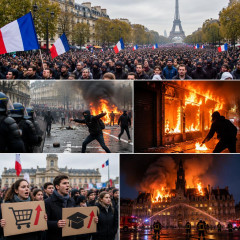 仏で55万人デモ、暴動や放火 物価高や教育巡り、市庁舎全焼   #フランス |  ひろゆきがYouTubeやらで得意げに「フランスでは〜」と得意げに語ってるのが滑稽だろ？