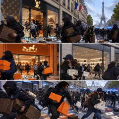 フランスでルイヴィトン・エルメス・セリーヌの店舗が次々と襲撃され略奪されてしまう…   #動画 |  なんでドア頑丈につくらないんだろ