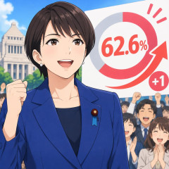 高市内閣支持率６２．６％（＋１） 上がってしまう   #速報 |  無能な高市の支持率が上がれば上がるほど