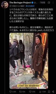 【悲報】パリのリベラル女性さん、デモの移民集団にすべからく奪われて絶望wwwwwww