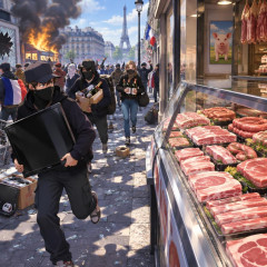 フランスの暴徒たちが「豚肉製品」を略奪しない謎について🤔   |  豚の血を混ぜた水鉄砲とか使えばいいのか