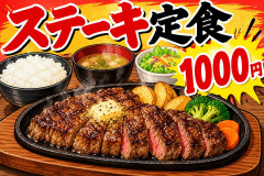 ステーキ定食1000円