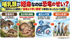 【衝撃】哺乳類が短命なのは恐竜のせい！？1億年以上「食われる前に子孫を残す」進化を続け、人間も長寿の能力を失った説
