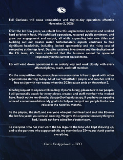 【悲報】eスポーツ老舗Evil Geniuses、完全撤退へ→業界に「ガチで終わる」の声