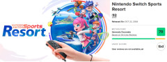 Nintendo Switch Sports Resort　メタスコア78