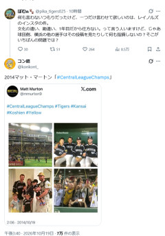 阪神ファン「レイノルズがインスタでリーグチャンピオンとか言ってるのやばすぎ」14年前のマートン「俺達がリーグチャンピオンだ」