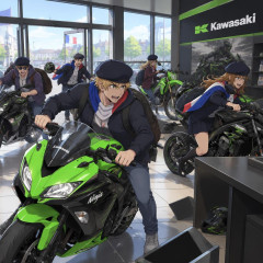 フランスの学生(？)たちが川崎重工のバイク販売店に押し入り、白昼堂々オートバイを盗む   |  モロに白人じゃん