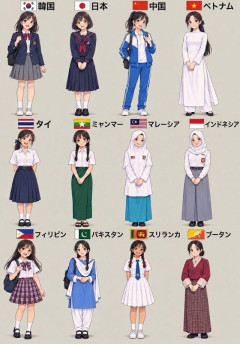 外国人「これがアジア12カ国の学校制服の違いらしい」