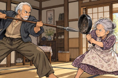 【悲報】78歳夫が70代妻を槍で突こうとして逮捕される...妻はフライパンを盾代わりにして無傷