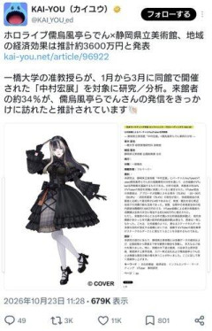 【悲報】Vtuberさんの経済効果が凄すぎると話題に